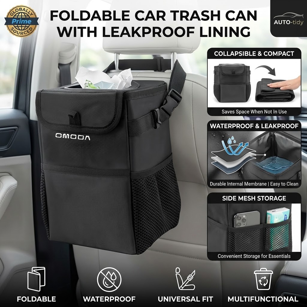 Waterproof Car Trash Can With Lid - Opvouwbare, draagbare, lekvrije, waterdichte afvalbak voor