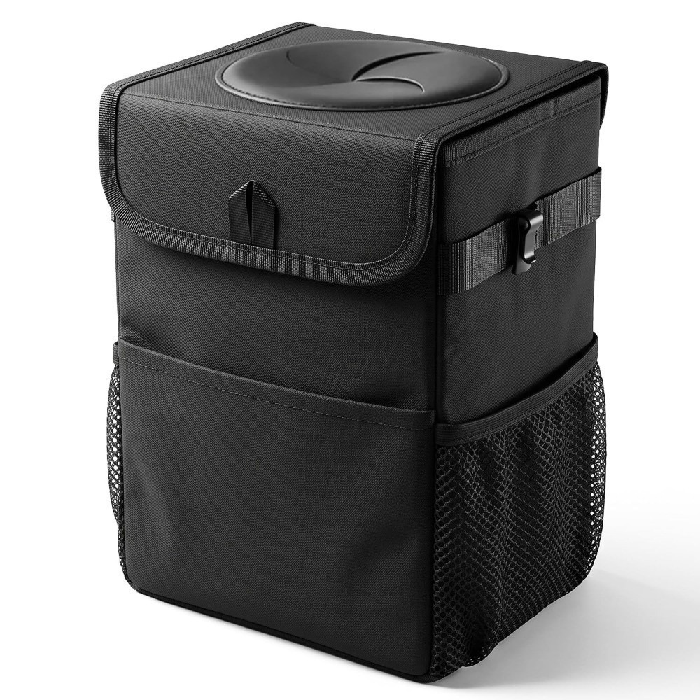 Waterproof Car Trash Can With Lid - Opvouwbare auto-afvalbak met deksel, opbergvakken, hangend
