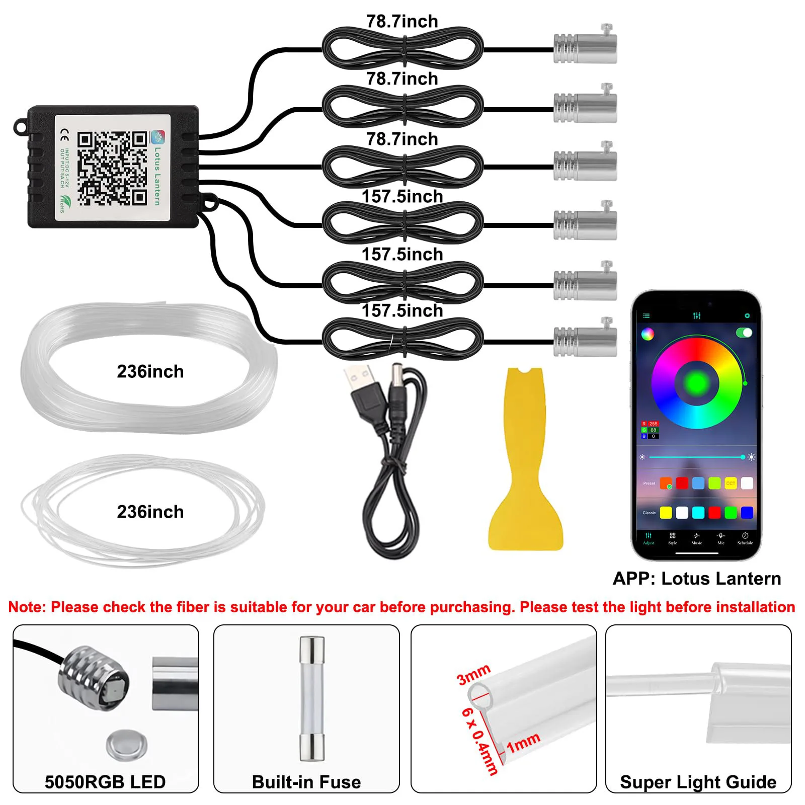 RGB LED Auto Omgevingslicht Ki - Led Ambient Interior Car Lights App Control recensie en prijs