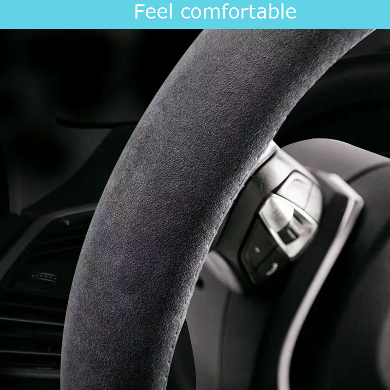 Custom Hand-gestikt Zwart Suèd - Car Steering Wheel Cover Anti Slip Breathable recensie en prijs