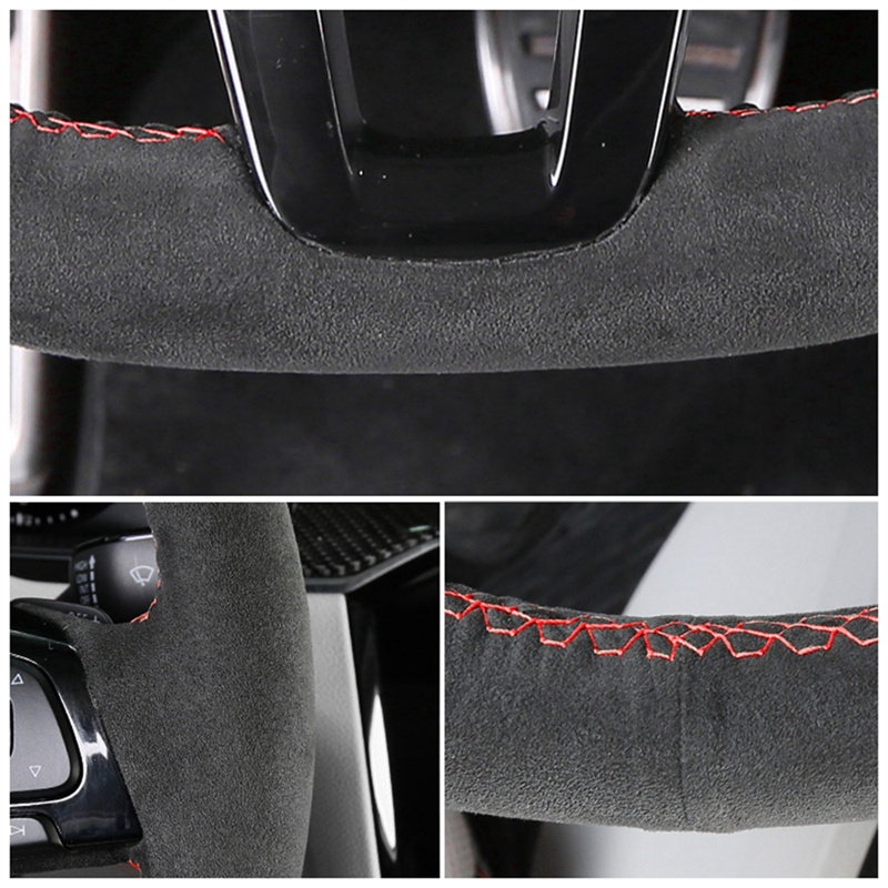 Custom Hand-gestikt Zwart Suèd - Car Steering Wheel Cover Anti Slip Breathable recensie en prijs