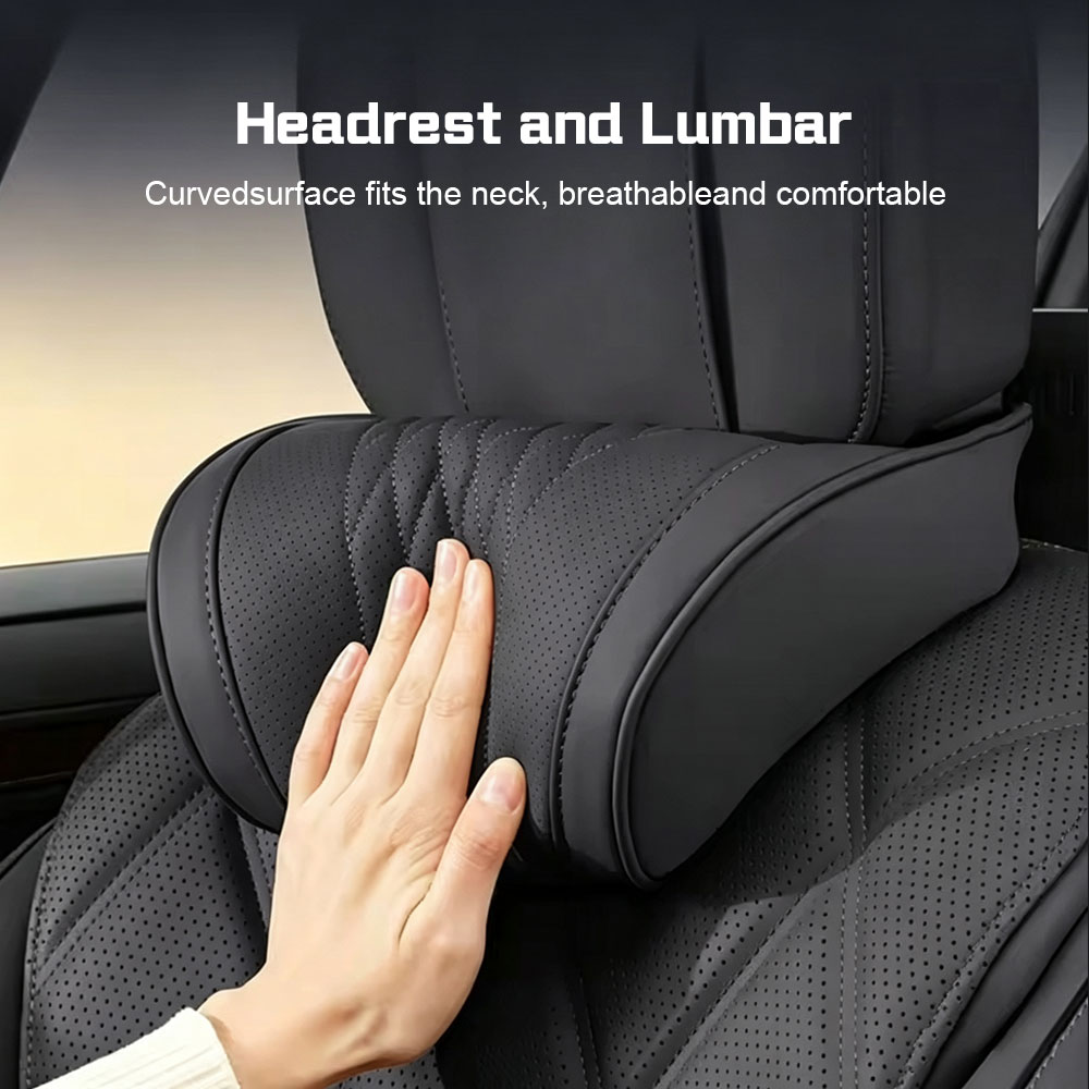 Ademend lederen hoofdsteun met - Memory Foam Car Neck Pillow Lumbar Support recensie en prijs