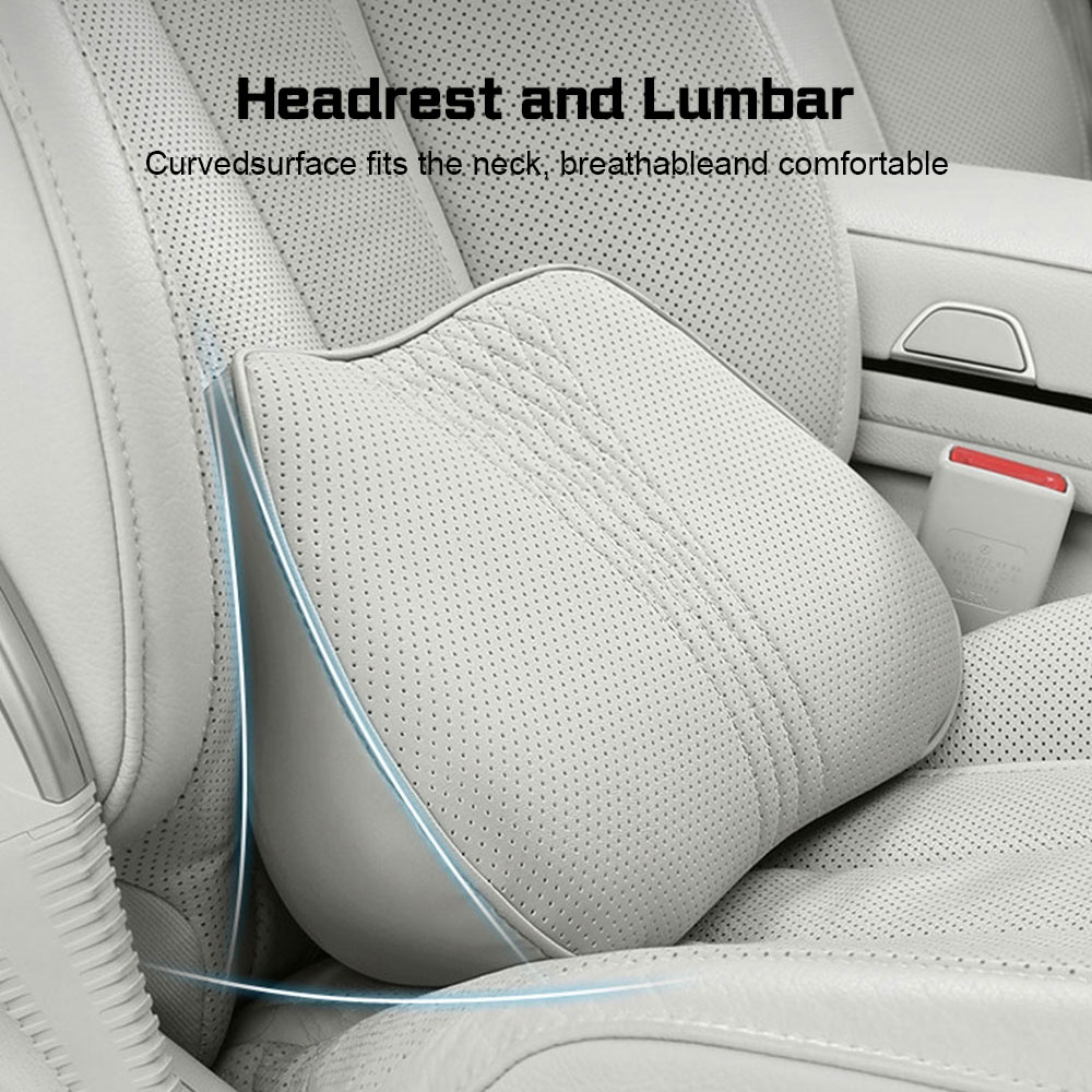 Ademend lederen hoofdsteun met - Memory Foam Car Neck Pillow Lumbar Support recensie en prijs