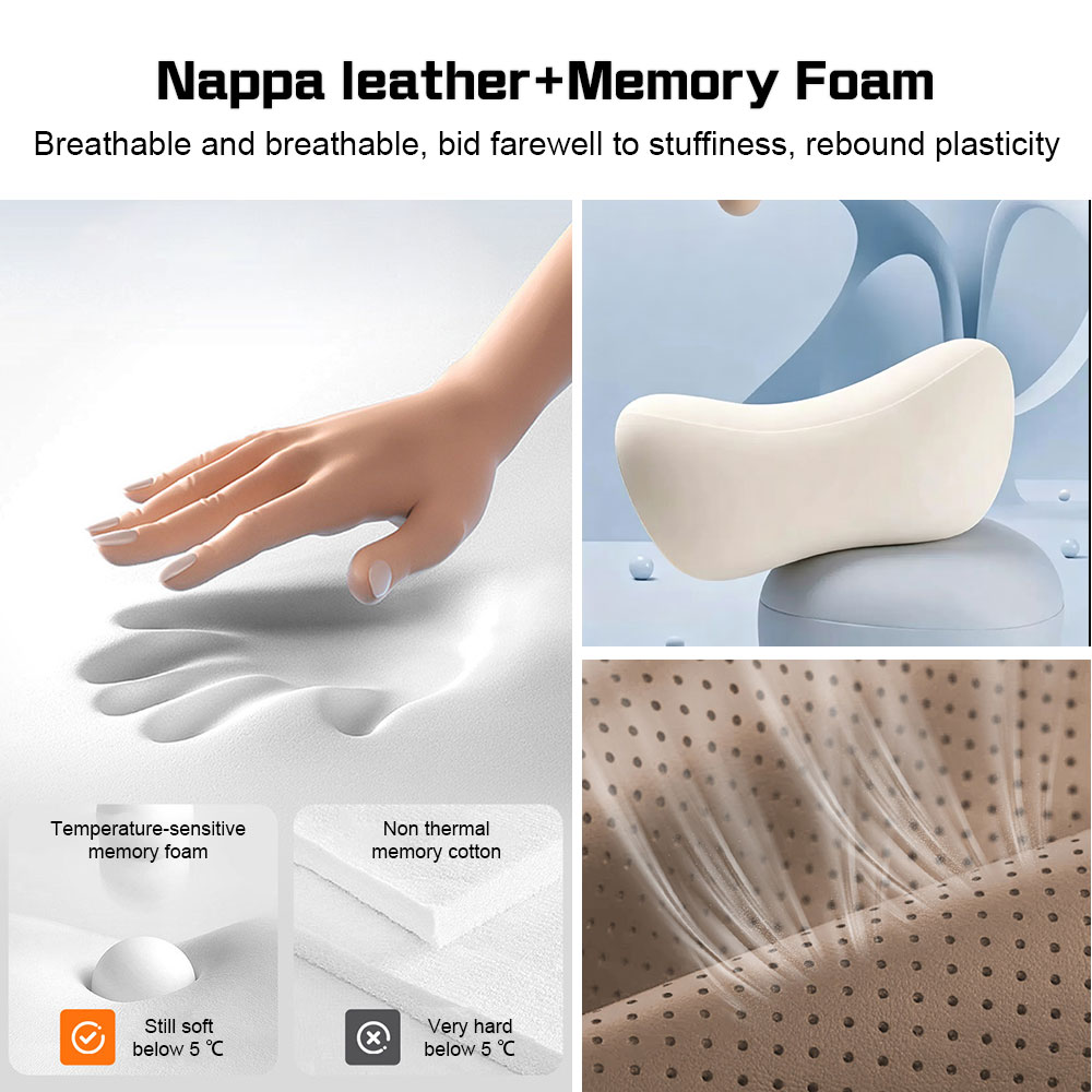 Ademend lederen hoofdsteun met - Memory Foam Car Neck Pillow Lumbar Support recensie en prijs